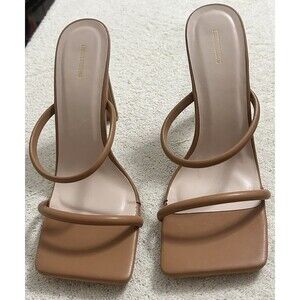 Pretty Little Thing Womens Square Toe Shoes Brown Size 5 Mid Heel